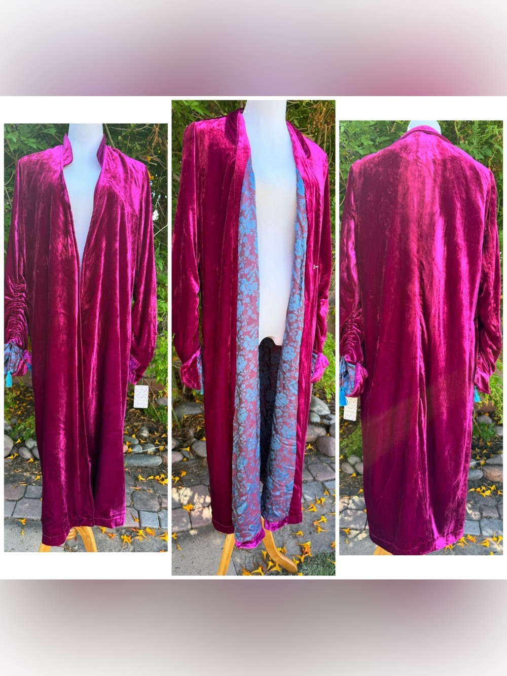 RARE NWT Free People Velvet DAHLIA Duster Coat Pink w/ Original Bag SZ M